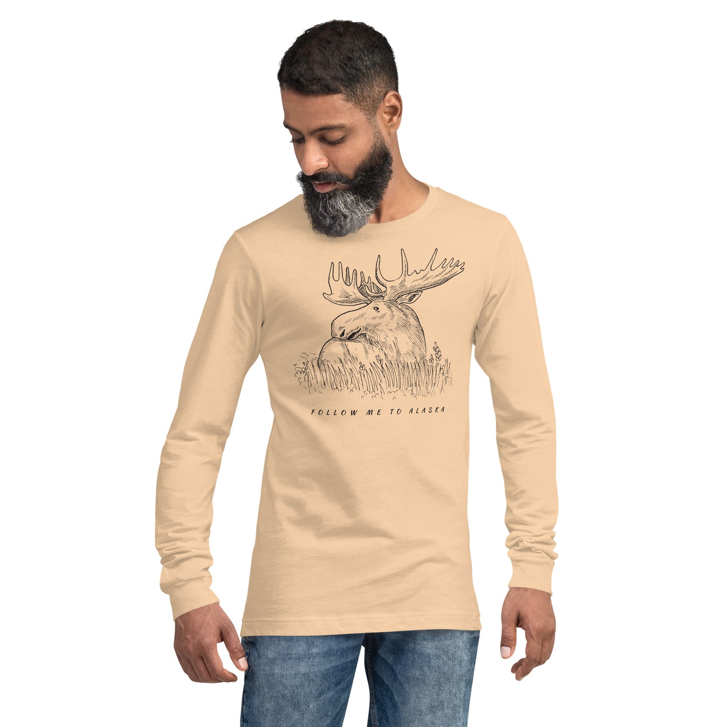 Follow Me to Alaska Moose Unisex Long Sleeve Tee