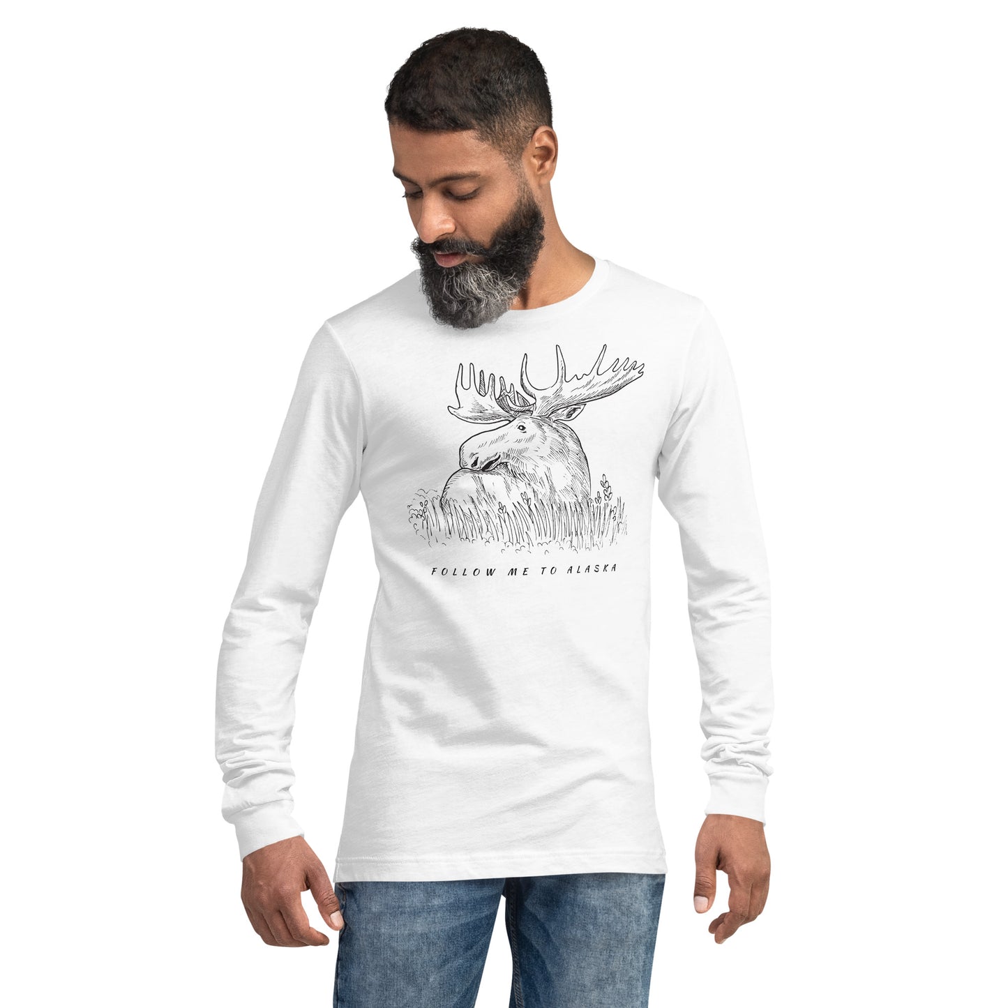 Follow Me to Alaska Moose Unisex Long Sleeve Tee