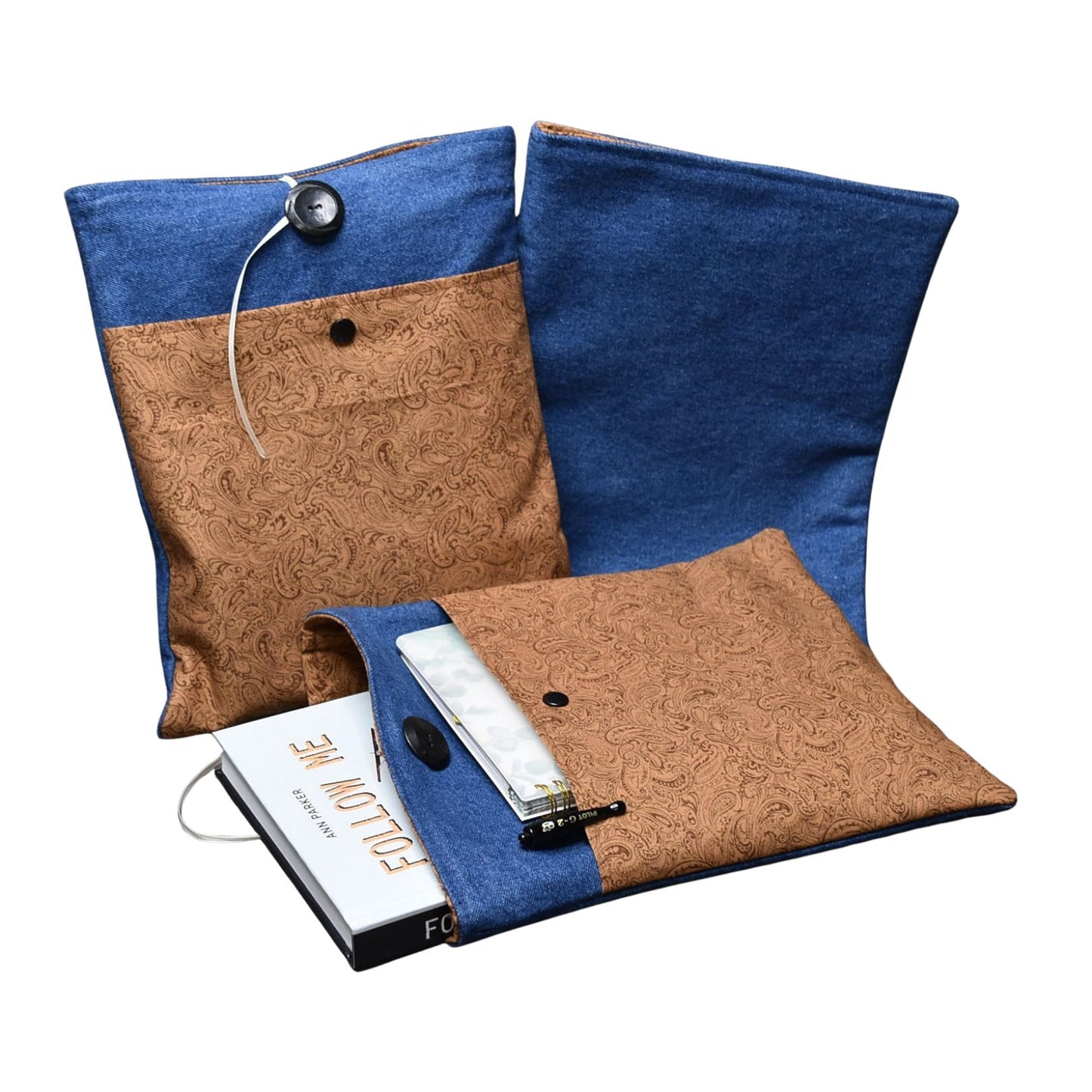 Handmade Fully Lined Denim & Cotton Book Sleeve