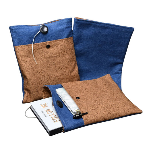 Handmade Fully Lined Denim & Cotton Book Sleeve