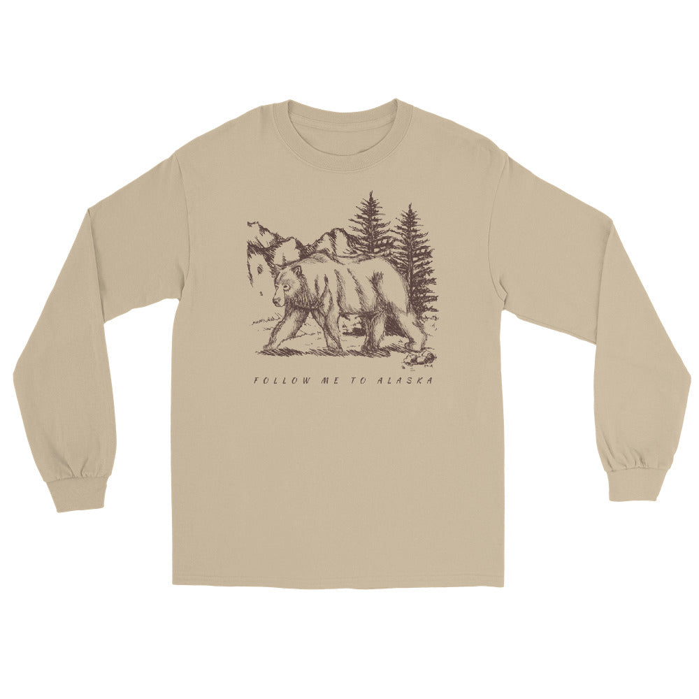 Men’s Long Sleeve Shirt with Grizzly Bear